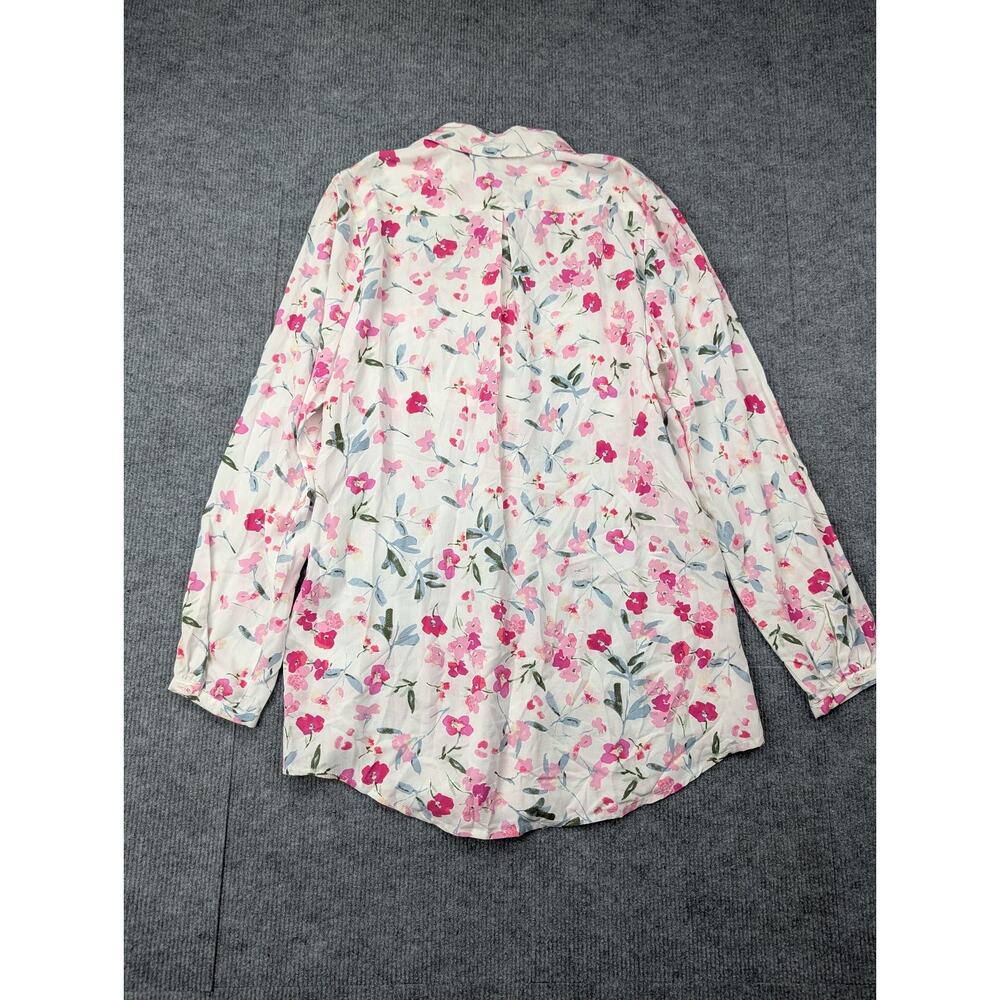 Joules Button Up Shirt Womens 8 Elvina Cream Floral Lightweight Preppy Garden